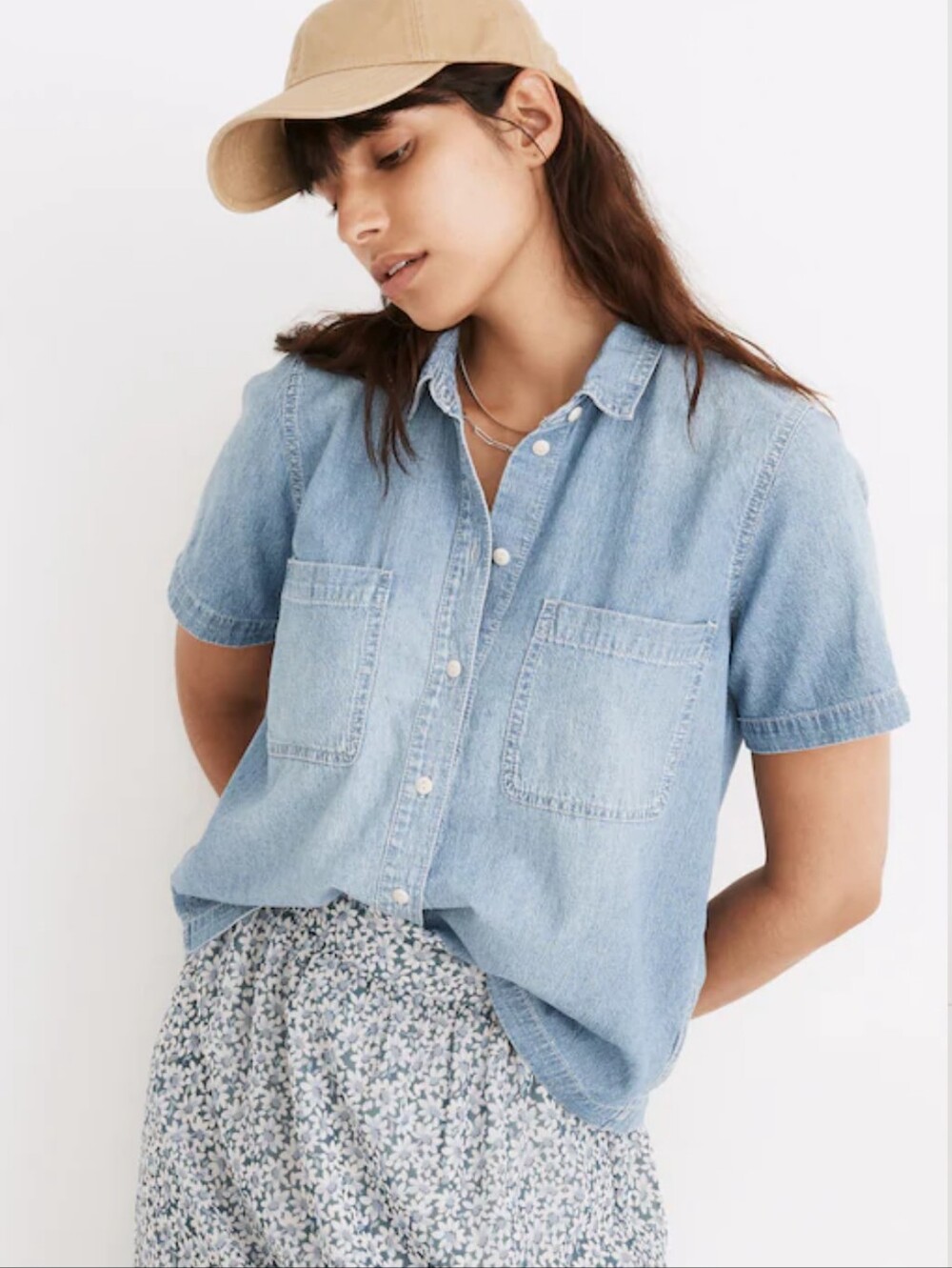 Madewell Light Blue Short-Sleeve Denim Button-Down Shirt